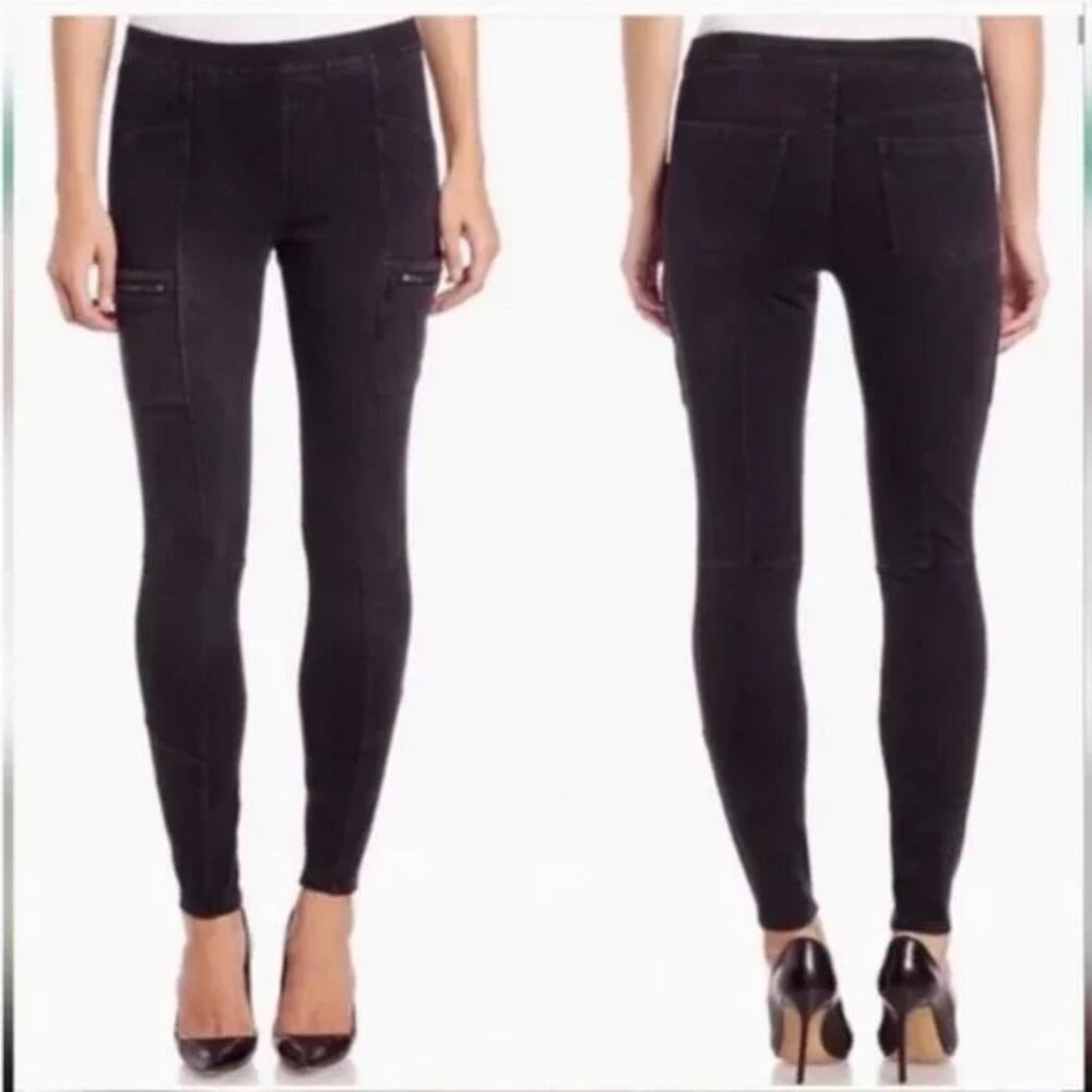 SPANX Cargo Jeggings Pants Zip Pockets Washed Black size M Utility Stretch